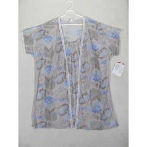 NWT Gabrielle Intimates Floral Sheer Lace‎ Lingerie LG  Nightgown Robe Set